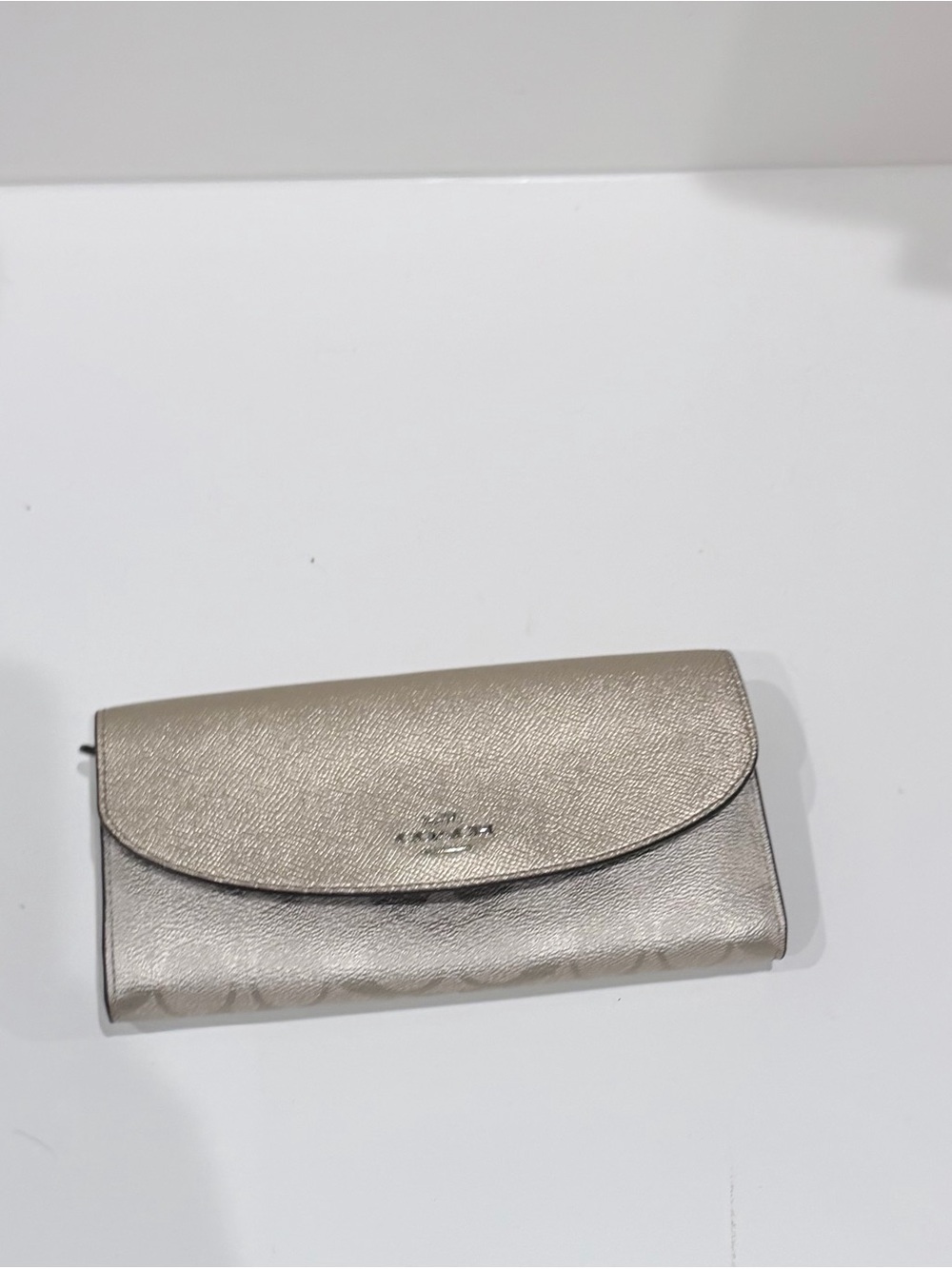 Coach Metallic Champagne Foldover Wallet
